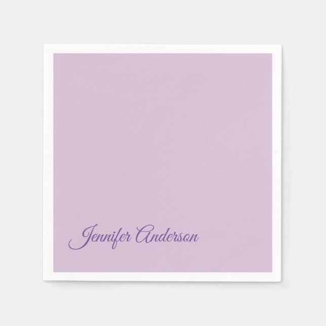Serviette En Papier Calligraphie Pastel Thistle Rose Nom personnalisé (Devant)