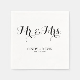 Serviette En Papier Calligraphie personnalisée M. et Mme Mariage Papie