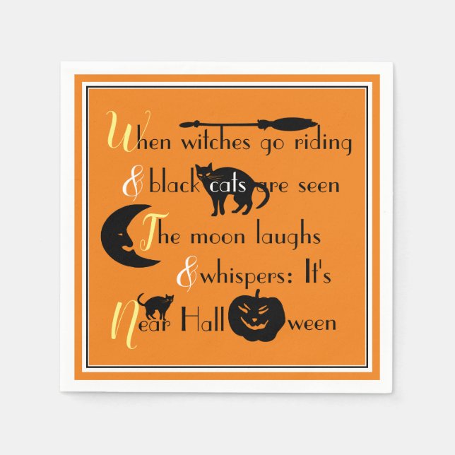 Serviette En Papier Calligraphie rétro Poème traditionnel d'Halloween (Devant)