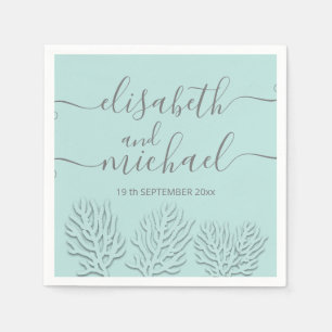 Serviette En Papier Calligraphie romantique en relief bleu puriste