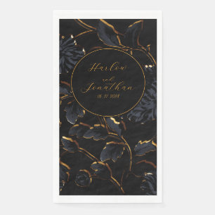 Serviette En Papier Calligraphie romantique Papier Mariage noir et or