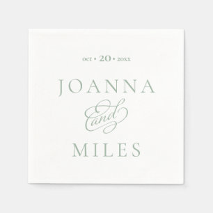 Serviette En Papier Calligraphie vintage Sage Mariage simple et élégan