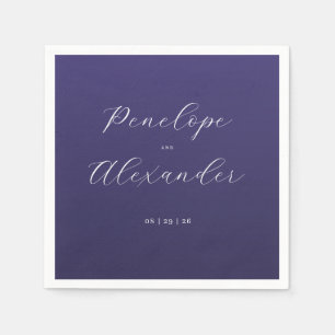 Serviette En Papier Calligraphie Violet Élégante