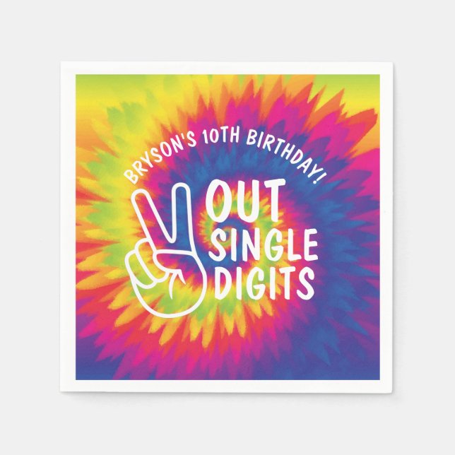Serviette En Papier Calme à un chiffre teinture à cravate 10e annivers (Devant)