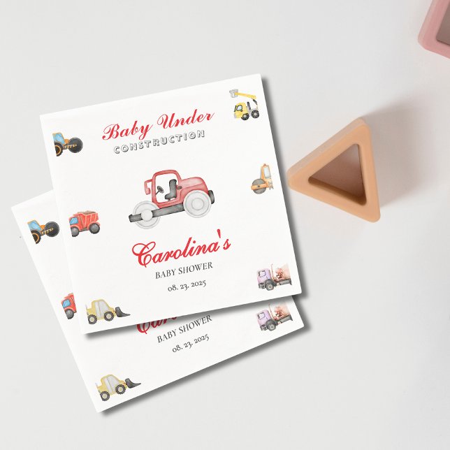 Serviette En Papier Camion bébé en construction baby shower (Créateur téléchargé)