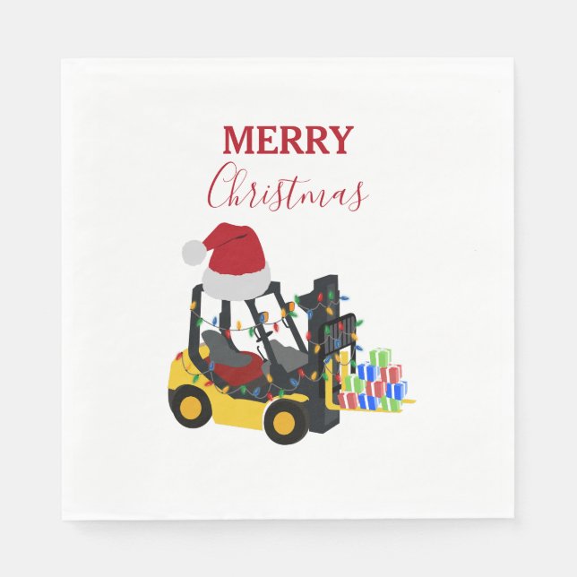 Serviette En Papier Camion chariot élévateur de Noël (Devant)