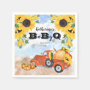 Serviette En Papier Camion Citrouille Automne Sunflowers Baby BBQ Do