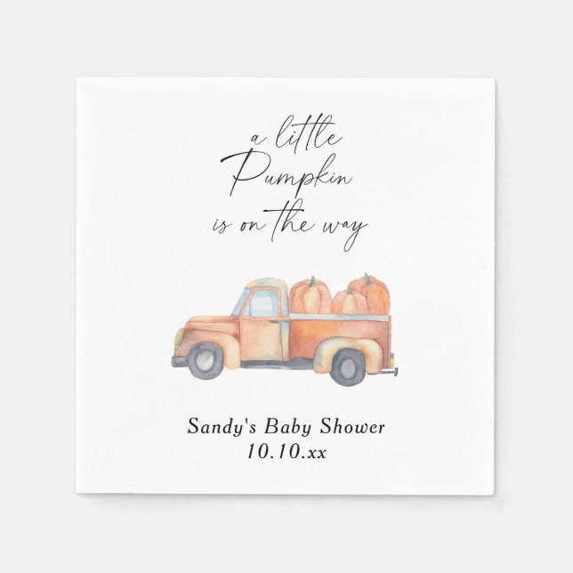Serviette En Papier Camion citrouille - Petit citrouille est en route (Devant)