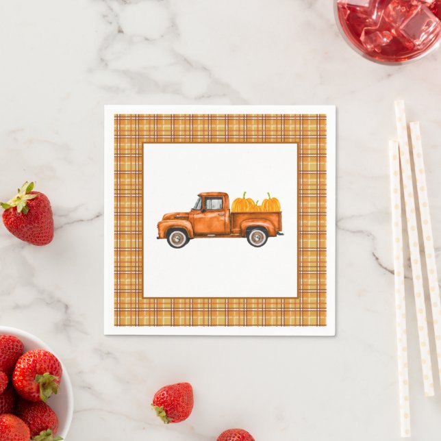 Serviette En Papier Camion d'automne Anniversaire Napkin - Camion seul (En situation)
