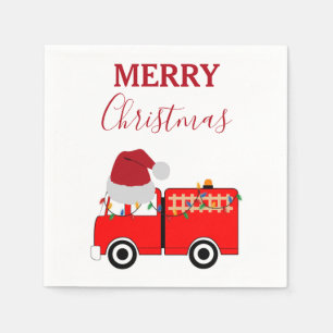 Serviette En Papier Camion de feu rouge de Noël