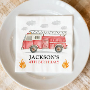 Serviette En Papier Camion de pompiers Appel à tous les pompiers Garço