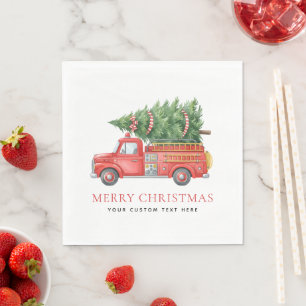 Serviette En Papier Camion de pompiers de Noël personnalisé moderne