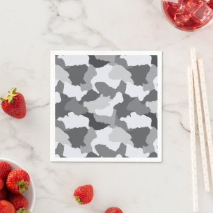 Serviette En Papier Camion gris blanc   Camouflage de neige