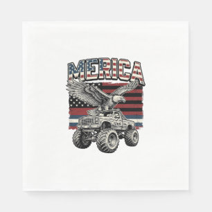 Serviette En Papier Camion Monstre Aigle Américain Vintage Patriotique