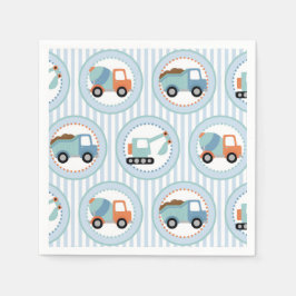 Serviette En Papier Camions de construction - Bleu Blancs
