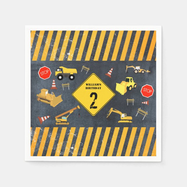 Serviette En Papier Camions de construction Machines lourdes Anniversa (Devant)
