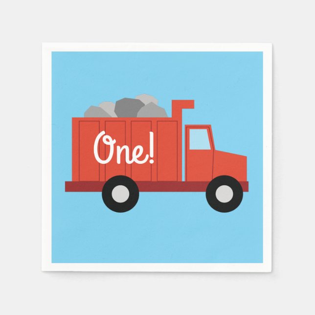 Serviette En Papier Camions fête d'anniversaire (Devant)
