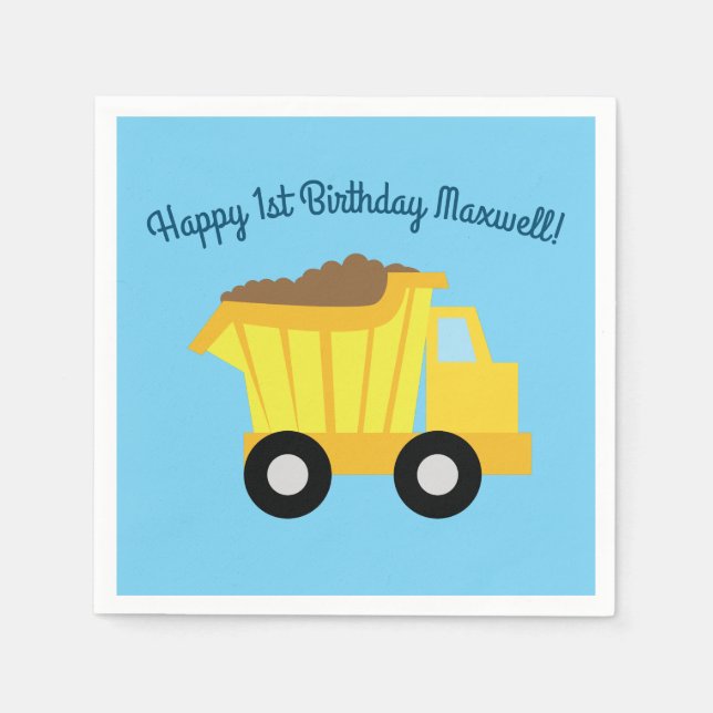 Serviette En Papier Camions fête d'anniversaire (Devant)