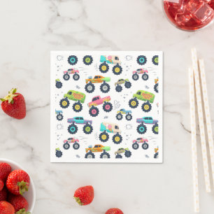 Serviette En Papier Camions monstres aquarelle pour enfants