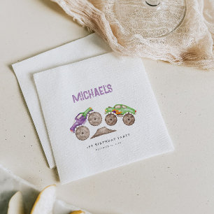 Serviette En Papier Camions pourpres Monster Bash Anniversaire