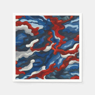 Serviette En Papier camouflage bleu rouge