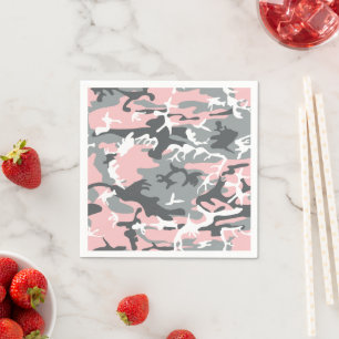 Serviette En Papier Camouflage rose et gris, Militaire, Armée