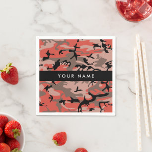 Serviette En Papier Camouflage Rouge et Marron Personnalisé votre nom