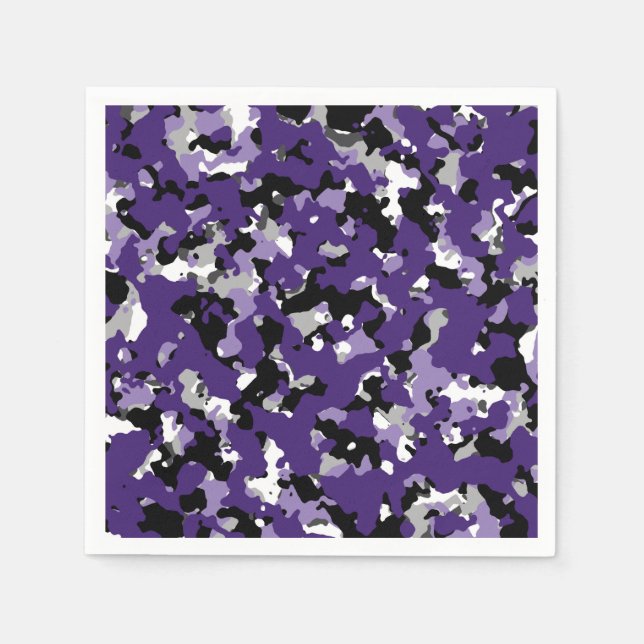 Serviette En Papier Camouflage violet noir gris Camo (Devant)