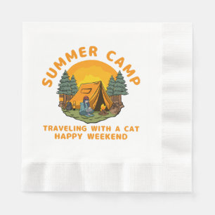 Serviette En Papier Camp d'été en voyage avec un chat