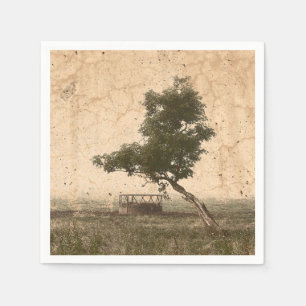Serviette En Papier Campagne Russe Agritourisme Beige Découpage Arbre