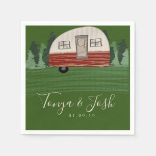 Serviette En Papier Campement de mariage de style vintage moderne pour