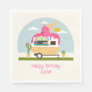 Serviette En Papier Camper Camper Girls Crème Glace Anniversaire rose
