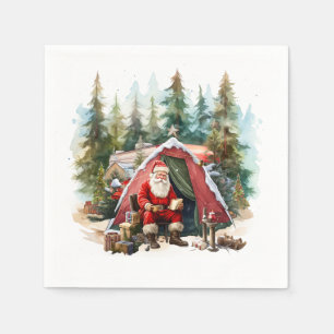 Serviette En Papier Camper Santa Claus Noël Camping Aquarelle