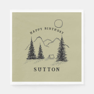 Serviette En Papier Camping d'anniversaire personnalisé
