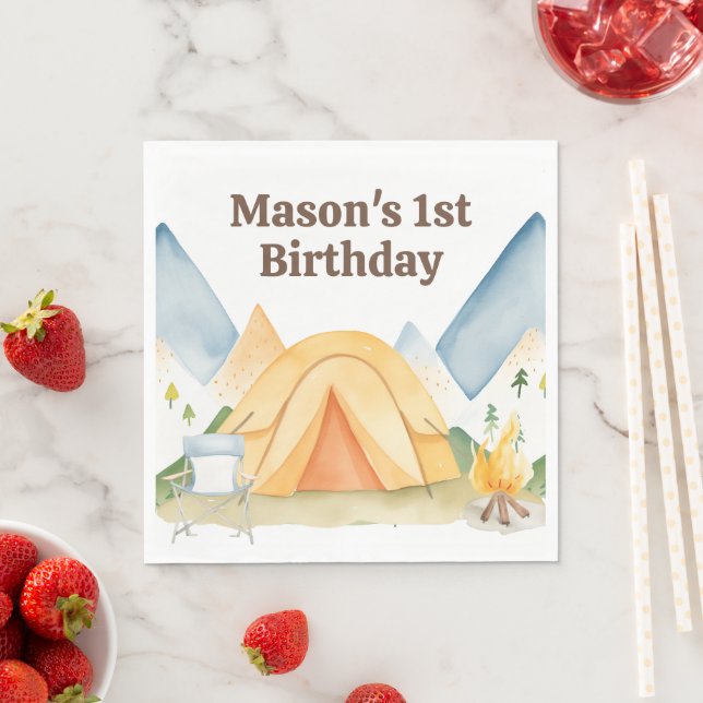 Serviette En Papier Camping fête d'anniversaire Napkin (En situation)