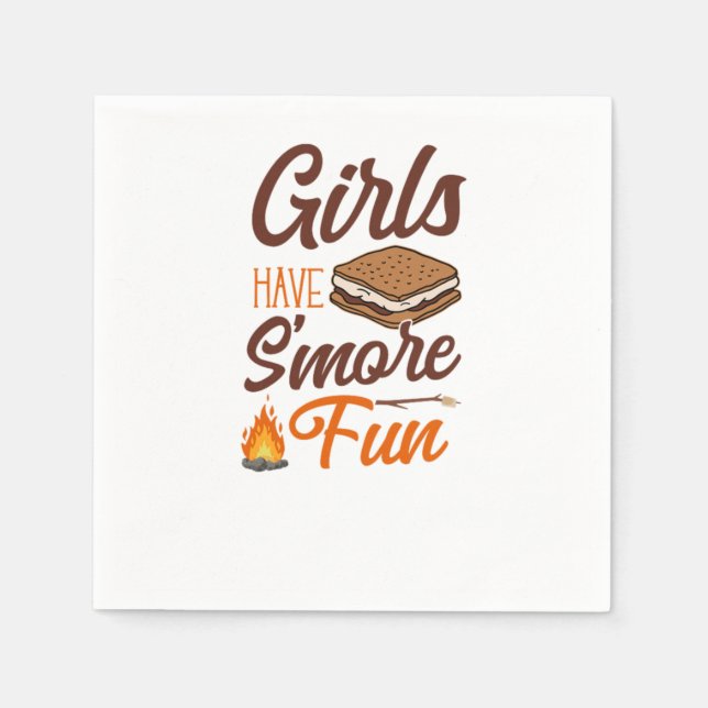 Serviette En Papier Camping Girls Have Smore Fun Campfire Marshmallow (Devant)
