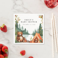 Camping Mountain Baby shower rustique