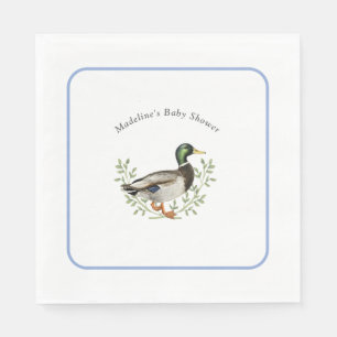 Serviette En Papier Canard colvert bleu Baby Shower Vintage