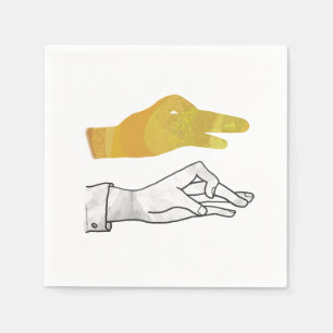 Serviette En Papier Canard de silhouette de la main jaune