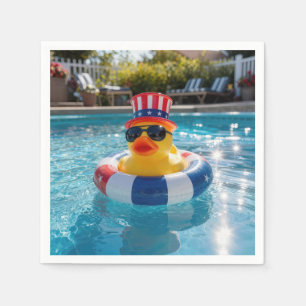 Serviette En Papier Canard en caoutchouc patriotique dans une piscine