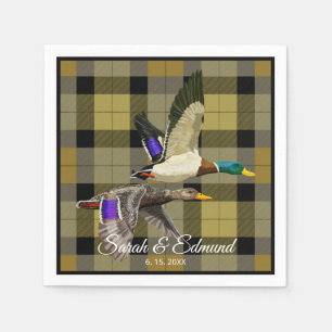 Serviette En Papier Canards colverts sur chasseurs Plaid - Rustique sa