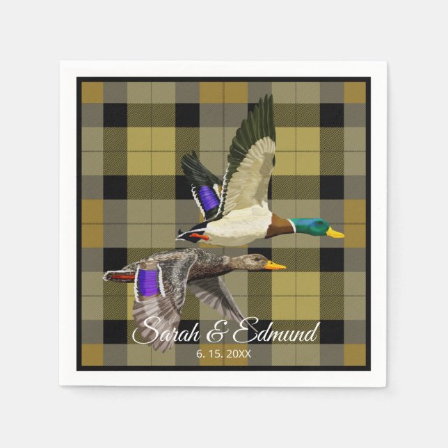 Serviette En Papier Canards colverts sur chasseurs Plaid - Rustique sa (Devant)
