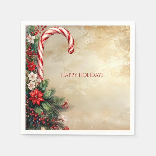 Serviette En Papier Candy Cane Christmas Holiday Napkin (Devant)