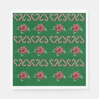 Serviette En Papier Candy Cane Heart and Holly Pattern – Festive Chris