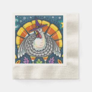 SERVIETTE EN PAPIER CANDY CORN TURKEY, MERCI OISEAU D'ART FOLK