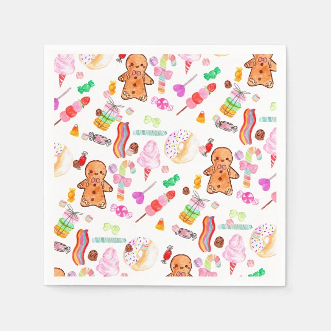 Serviette En Papier Candy crème glacée mignonne Donut Candyland Annive (Devant)