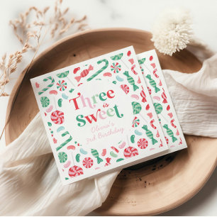 Serviette En Papier Candy Noël Trois est Douce 3ème Anniversaire