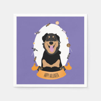 Serviette En Papier Candy Portrait Rottweiler Chien pourpre orange