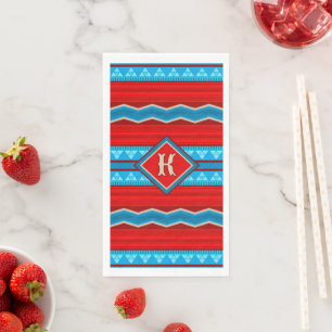 Serviette En Papier Canyon Rouge Turquoise du sud-ouest Monogramme