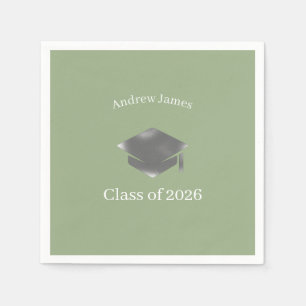 Serviette En Papier Cap de graduation argent - Promotion 2026 = n°3